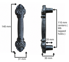 Load image into Gallery viewer, Black Victorian Cabinet Handle – Fluted Design, 110mm Centres