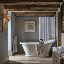 Load image into Gallery viewer, Industrial shower curtain rail black wrought iron Rectangular & square ceiling mounted