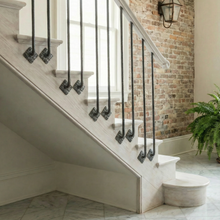 Load image into Gallery viewer, Diamond Leaf Iron Stair Spindles | Hidden Fix Side Mount | Hand Forged Hammered Steel | French Gothic Stair Railing | Ornate Baluster