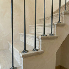 Load image into Gallery viewer, Fleur de Lis Iron Spindles | Tread Mount Stair Balusters | Gothic Railing | Custom Size Metal Banister | Tudor Home Decor