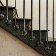 Load image into Gallery viewer, Floral Stair Spindles | Hidden "Pin Fix" Side Mount | Hand Forged 14mm Iron | French Baroque Stair Railing | Seamless Baluster