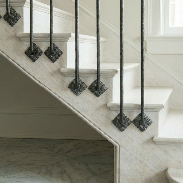 Diamond Leaf Stair Spindles with Hidden Side Fix