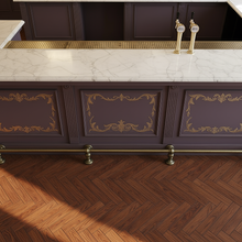 Load image into Gallery viewer, Ornate foot rail aged brass home bar foot rail