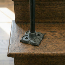 Load image into Gallery viewer, Fleur de Lis Iron Spindles | Tread Mount Stair Balusters | Gothic Railing | Custom Size Metal Banister | Tudor Home Decor