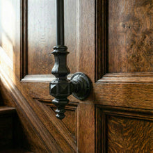 Load image into Gallery viewer, Victorian Style Iron Spindles | Satin Black Side Mount Balusters | 1100mm Tall Face Fix Railing | Classic Edwardian Stair Decor