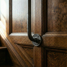 Load image into Gallery viewer, Industrial Hammered Steel Spindles | "Made in England" Cast Flange | Steampunk Loft Stair Railing | Side Mount Face Fix Balusters |