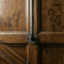 Load image into Gallery viewer, Industrial Hammered Steel Spindles | "Made in England" Cast Flange | Steampunk Loft Stair Railing | Side Mount Face Fix Balusters |