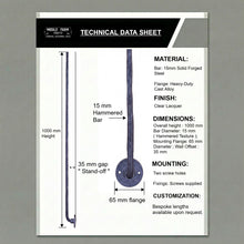 Load image into Gallery viewer, Industrial Hammered Steel Spindles | "Made in England" Cast Flange | Steampunk Loft Stair Railing | Side Mount Face Fix Balusters |