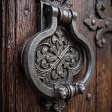 Load image into Gallery viewer, Gothic Tudor Door Knocker – Dark Iron Finish