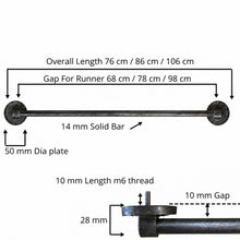 Load image into Gallery viewer, Scalloped Rosette Stair Rods, decorative bracket and bar detail
