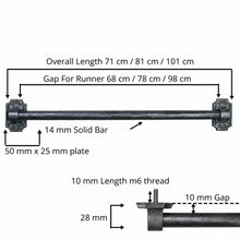 Load image into Gallery viewer, Traditional Scrollwork Stair Rods with Rectangular Plates, decorative bracket and bar detail