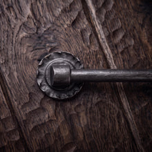 Load image into Gallery viewer, Scalloped Rosette Stair Rods, decorative bracket and bar detail