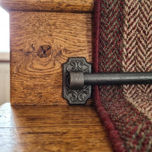 Load image into Gallery viewer, Traditional Scrollwork Stair Rods with Rectangular Plates, decorative bracket and bar detail