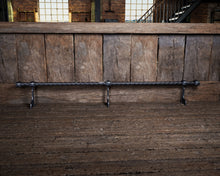 Load image into Gallery viewer, Industrial Foot Rail Wrought Iron Home Bar Foot Rail Kitchen Island Foot Rest Custom Foot Railing Metal Steel Cast Iron Bar Décor Steampunk