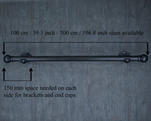 Load image into Gallery viewer, Black industrial metal curtain rail wrought iron wall mounted