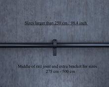 Load image into Gallery viewer, Black hand forged metal curtain rail wrought iron wall mounted