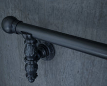 Load image into Gallery viewer, Black vintage metal curtain rail wrought iron wall mounted