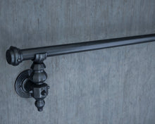 Load image into Gallery viewer, Black cast iron curtain rail wrought iron wall mounted