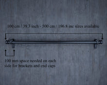 Load image into Gallery viewer, Black hand forged metal curtain rail wrought iron wall mounted