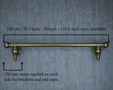 Load image into Gallery viewer, Aged brass Metal art deco curtain rail wall mounted