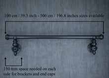 Load image into Gallery viewer, Black cast iron curtain rail wrought iron wall mounted