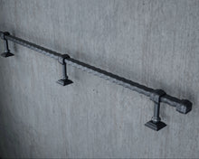 Load image into Gallery viewer, Industrial wrought iron bar foot rail Black