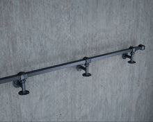 Load image into Gallery viewer, Industrial Black wrought iron bar foot rail Black