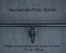 Load image into Gallery viewer, Black vintage metal curtain rail wrought iron wall mounted