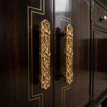 Load image into Gallery viewer, Floral Cabinet Handle – Aged Gold Finish, 110mm Centres