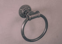 Load image into Gallery viewer, Towel ring, towel rail industrial black finish.