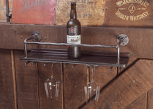 Load image into Gallery viewer, Wall Mounted Steel Wine Rack with Glass Holders