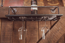 Load image into Gallery viewer, Wall Mounted Steel Wine Rack with Glass Holders