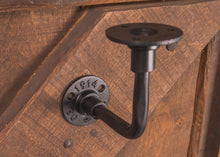 Load image into Gallery viewer, Industrial style black wrought iron bracket for handrails & shelfs