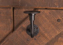 Load image into Gallery viewer, Industrial style black wrought iron bracket for handrails & shelfs