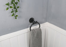 Load image into Gallery viewer, Towel ring, towel rail industrial black finish.