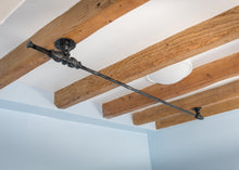 Load image into Gallery viewer, Industrial shower curtain rail black wrought iron Rectangular & square ceiling mounted