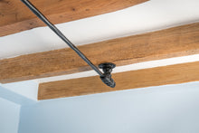 Load image into Gallery viewer, Industrial shower curtain rail 120cm -200 cm black straight rail ceiling mounted