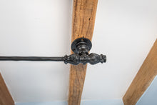 Load image into Gallery viewer, Industrial shower curtain rail 120cm -200 cm black straight rail ceiling mounted