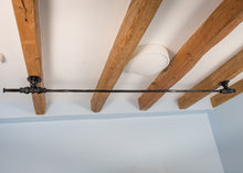 Load image into Gallery viewer, Industrial shower curtain rail 120cm -200 cm black straight rail ceiling mounted