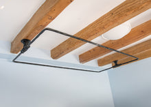 Load image into Gallery viewer, Industrial shower curtain rail black wrought iron Rectangular & square ceiling mounted