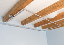 Load image into Gallery viewer, Industrial Shower Curtain Rail Silver Wrought Iron Rectangular & Square Ceiling Mounted