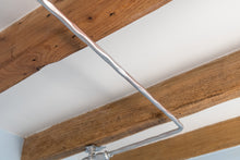 Load image into Gallery viewer, Industrial Shower Curtain Rail Silver Wrought Iron Rectangular & Square Ceiling Mounted