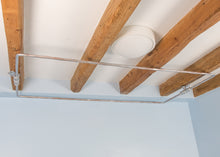 Load image into Gallery viewer, Industrial Shower Curtain Rail Silver Wrought Iron Rectangular & Square Ceiling Mounted