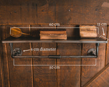 Load image into Gallery viewer, Industrial Towel Rail & shelf towel holder