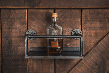 Load image into Gallery viewer, Industrial Wall Mounted Wine Shelf with Front Rail
