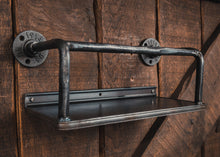 Load image into Gallery viewer, Industrial Wall Mounted Wine Shelf with Front Rail