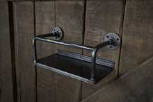 Load image into Gallery viewer, Industrial Wall Mounted Wine Shelf with Front Rail