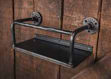 Load image into Gallery viewer, Industrial Wall Mounted Wine Shelf with Front Rail