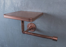 Load image into Gallery viewer, Copper Toilet roll holder & shelf toilet paper holder