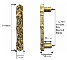 Load image into Gallery viewer, Floral Cabinet Handle – Aged Gold Finish, 110mm Centres
